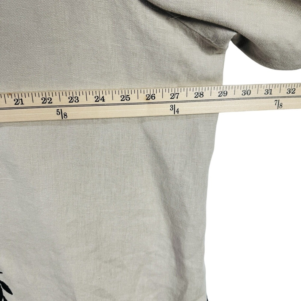 Linea Top Womens 3X Beige Black Linen Embroidered Boho Tunic Open Front Artsy - Picture 8 of 9
